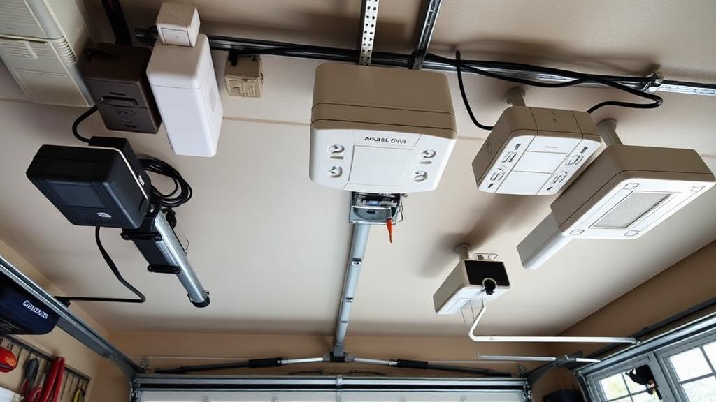 Various types of garage door openers including belt drive and chain drive systems